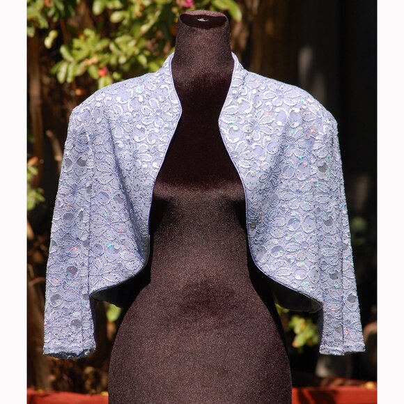 Kathy  Roberts Jackets & Blazers - Kathy Roberts lue  Sparkly Lace Bolero